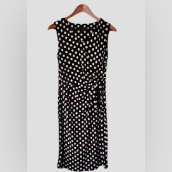 Talbots sleeveless sarong style polka dot dress - Picture 5 of 7